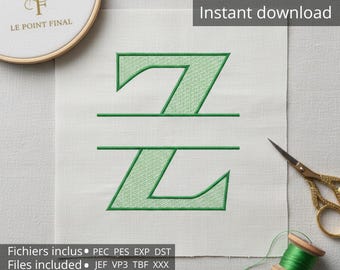 Letter Z Embroidery, Digitized Machine, 4 Sizes (80/100/120/200 mm), Formats: PES, PEC, Exp, DST, JEF, VP3, XXX, TBF – Embroidered Alphabet