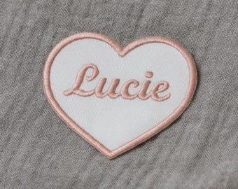 Custom Embroidered Heart Name Patch - Iron-on - Perfect for Baby Gift
