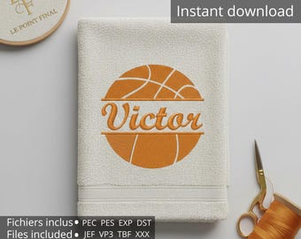 Digital Basketball Embroidery File | Customizable Name Space | 4 Sizes (3"-6") | Pes Pec Jef Dst XXX Vp3 Tbf Exp . Basketball