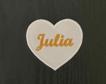 Personalized embroidered heart name patch Child's name badge Pencil case, bag or clothing accessory Back to school gift for birth