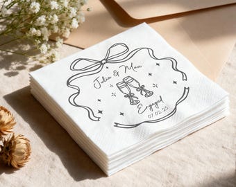 Custom Cocktail Napkins | Personalized Wedding Cocktail Napkins for Bridal Shower & Engagement Party Decor | Wedding Reception Napkins