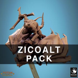 Pack Zicoalt | Unpainted 3D Printed Resin Miniature | Premium High Detail 50 mm Base | DnD Pathfinder Tabletop RPG Dragon Serpent Rider