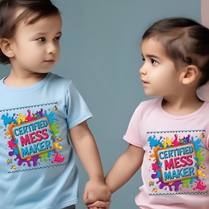 Certified Mess Maker Kids T-Shirt: Funny Toddler Playtime Tee