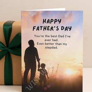Grappige Vaderdagkaart – beter dan mijn stiefvader – digitale download – sarcastische kaart voor papa – afdrukbare humorkaart voor hem