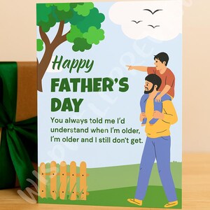 Grappige Vaderdagkaart – "Begrijp het nog steeds niet" – Digitale download – Sarcastische kaart voor papa – Afdrukbaar humorcadeau