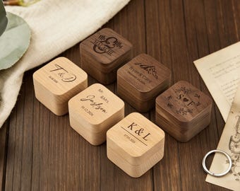Custom Wooden Wedding Ceremony Ring Box, Double Slot Wedding Ring Box, Personalized Engraved Engagement Proposal Holder, Bridal Gift For Her