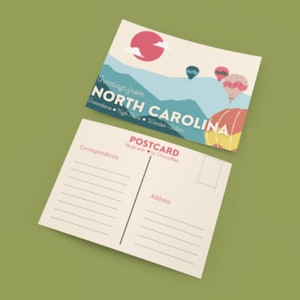 Cartolina statale / Mongolfiera della Carolina del Nord / Cartolina di viaggio