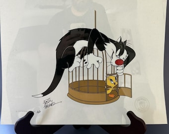 Friz Freleng Signed Warner Bros. Sylvester and Tweety Cel