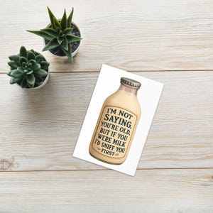 Vintage Milch Flasche Karte, lustige Geburtstagskarte, Retro Humor Karte, Geburtstagsgruß, Originaldesign, besonderes Geschenk