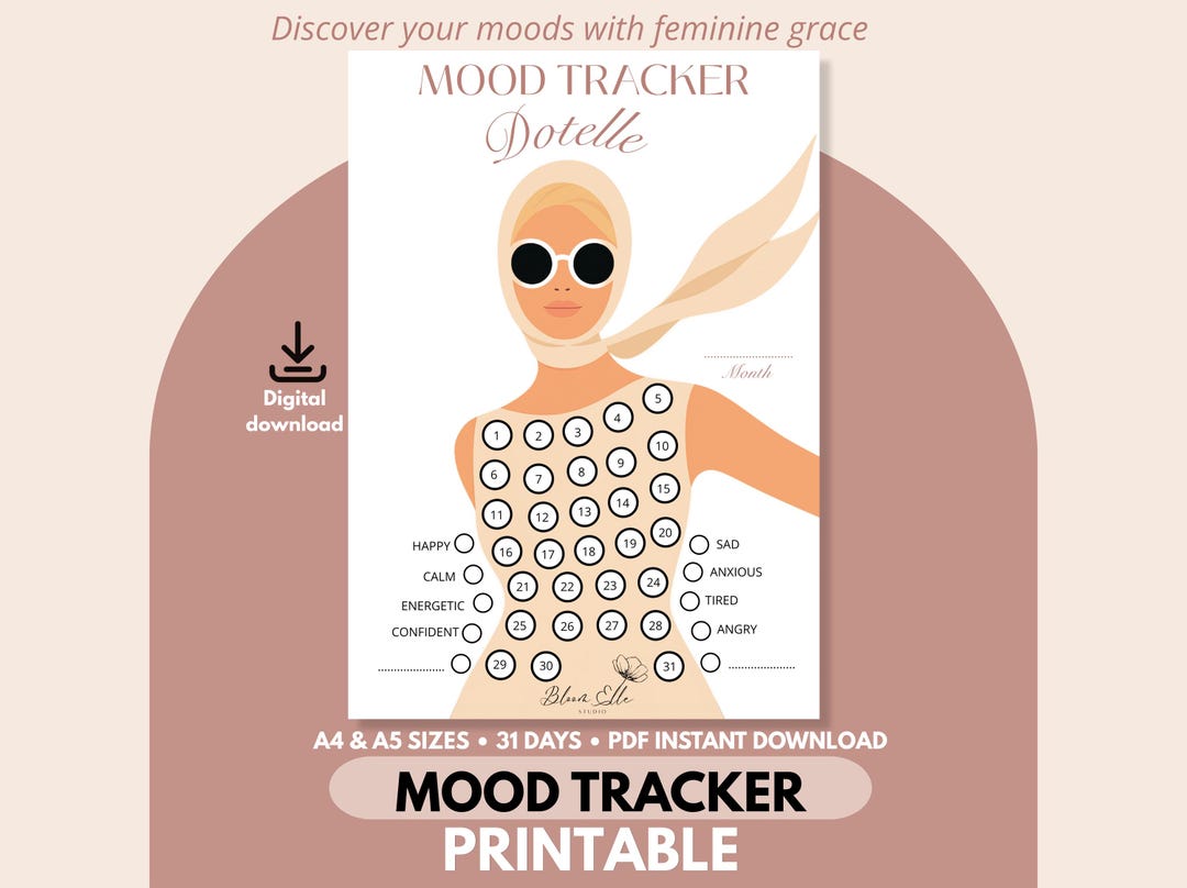 Printable Mood Tracker: Monthly Digital Tracker A4/A5 PDF for Bullet ...