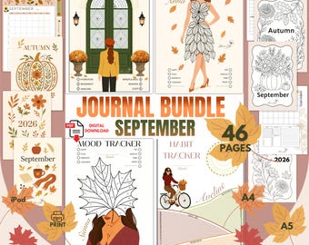 September Mood & Habit Tracker: Printable Journal Bundle (2025-2026, PDF Download)
