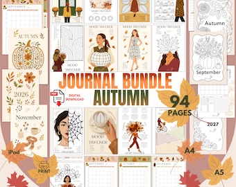 Herbst Journal Bundle - Herbst Planer ausdrucken (94 Seiten)