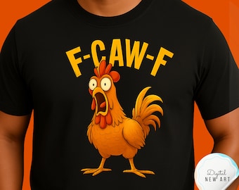Paquete de imágenes PNG y SVG de pollos graciosos con el grito de "¡Caw-F!" / Meme de gallo gracioso en PNG, imágenes prediseñadas de gallo gritando, animales de granja graciosos, descarga de camisetas con animales de granja