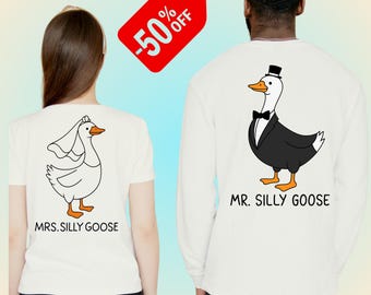 Custom Bride and Groom png Shirts, Cute Silly Goose Bride Groom Tee, Bridal Shower, Bachelorette Party, Married Couple Matching Wedding Gift