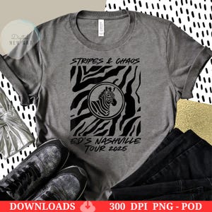 Nunca olvides a Ed la cebra capturada (Png), Rayas y caos, Diseño de cebra (Png) de la gira de Ed por Nashville 2025, Meme viral divertido, Animal cebra
