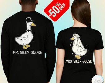 Custom Bride and Groom png Shirts, Cute Silly Goose Bride Groom Tee, Bridal Shower, Bachelorette Party, Married Couple Matching Wedding Gift