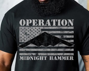 Operation Midnight Hammer PNG, B-2 Stealth Jet Graphic, Patriotic Stealth Bomber PNG, Veteran Gift, USA Flag, Air Force Png, American Pride