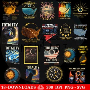 Solar Eclipse 2026 Png - Etsy