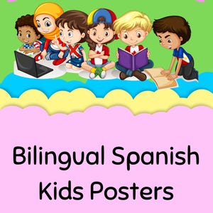 Pósteres bilingües: español, inglés, ABC, números, clima, símbolos matemáticos, sistema solar y más