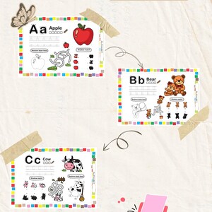 Caderno de exercícios de alfabeto 1 | Atividades de rastreamento e letras de A a Z para crianças pequenas | Download de PDF.