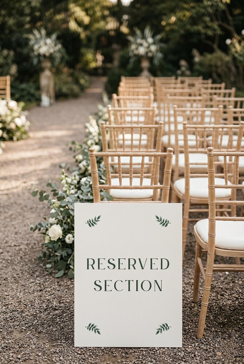 Reserved Section Wedding Sign Template 18x24, Editable Canva Sign ...