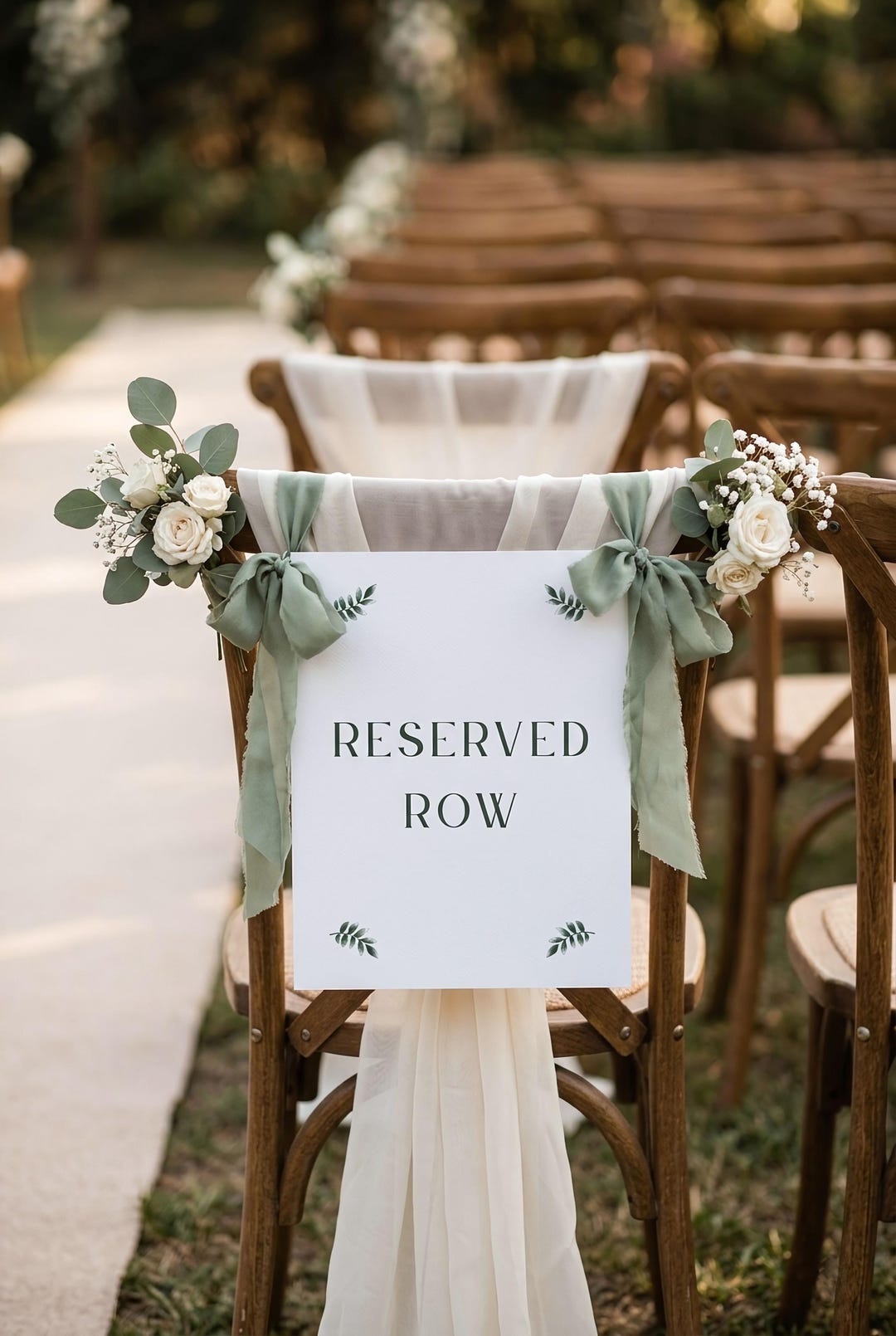 Paper Reserve Rows Reserved Row Wedding Sign Template 18x24, Editable Canva Sign, Front ...