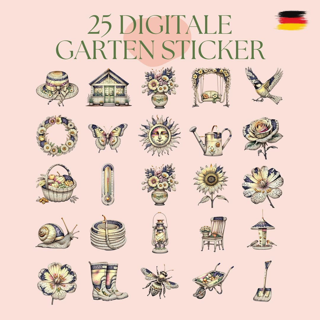 Digital Garden Stickers for Garden Planners, Garden Diaries & Garden ...