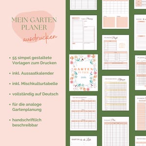 Plantilla PDF para planificador de jardín 2026 | Planificador de autosuficiencia imprimible | Calendario de siembra y calendario de plantación de hortalizas | Alemán imagen 3
