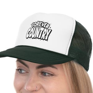 Forever Country Trucker Cap -  For Country Music Lovers, Southern Style Hat, Rustic Cowboy Cap, Country Girl Hat, Western Wear
