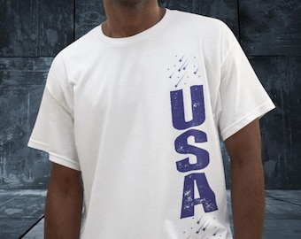 Vertical USA Shirt | Comfort Colors 1717 | Patriotic Tee, Modern USA 4th of July Apparel