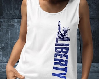 LIBERTY Tank Top | Comfort Colors 9360 | Patriotic Statue of Liberty Shirt, Vertical USA