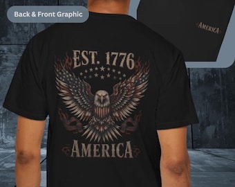 Vintage American Eagle T-Shirt, Patriotic 1776, Comfort Colors Tee, Distressed USA Fourth of July