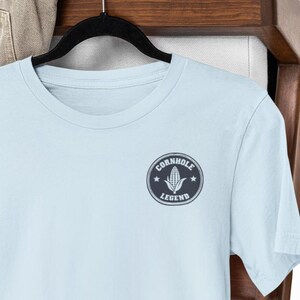 CORNHOLE LEGEND Chest Logo Shirt | Gildan 64000 | Modern Cornhole Tee | Bean Bag Toss T-Shirt