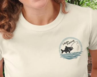 I Hate Fishing Shirt | Comfort Colors 1717 | Reluctant Fisher Tee | Minimal Chest Badge