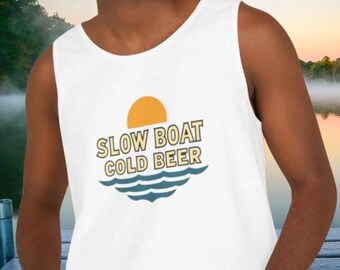 Slow Boat Cold Beer Tank | Comfort Colors | Lake Life Tank, Pontoon Crew Summer Top