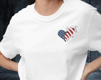 Faith Family Freedom Heart Shirt | Bella Canvas 3001 | Patriotic Christain 4th of July Tee