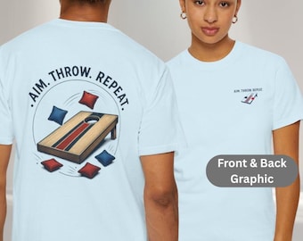 AIM. THROW. REPEAT. Shirt | Comfort Colors 1717 | Modern Cornhole Tee