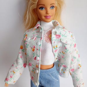 Summer set of clothes for 1/6 dolls: jacket, skirt, blouse, stockings
