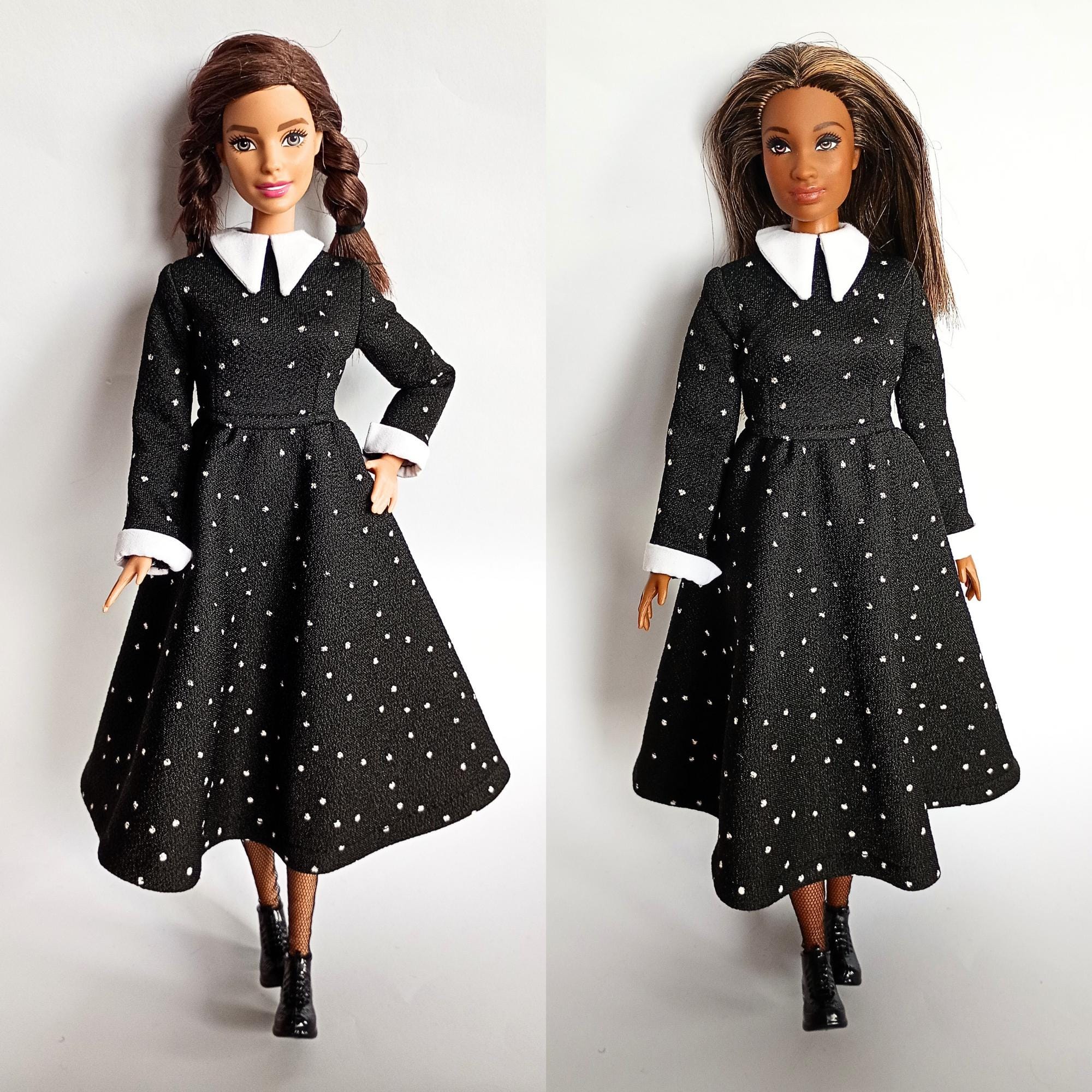 barbie doll black and white dress Black and white striped Dress for barbie doll main image 1