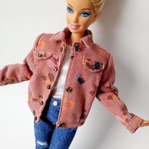 Summer Corduroy Jacket for 1/6 Scale Dolls, 11.5 Inch Fashion Doll Clothes, Handmade Leopard Print