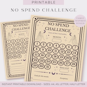No Spend Challenge | Tarot Inspired Savings Tracker | Printable PDF | Budget Planner | Money Management | Self-Discipline | Mindful Spending