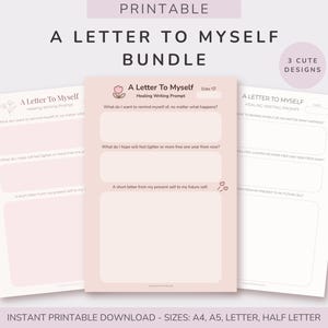 Paquete de cartas para mí / PDF imprimible a doble cara / Ideas para escribir sobre autocuidado / Sanación y reflexión / Diario del yo futuro / Sanación