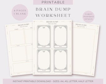 Brain Dump Printable | Mind Clarity Journal Page | Mental Health Worksheet | Minimal Aesthetic Template |  Tarot Design | To Do List