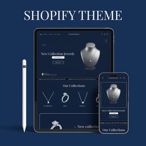 Modello Shopify per gioielleria, design Shopify per marchi di gioielli, modello Shopify per gioielleria, banner Canva, Shopify 2.0