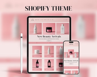 Beauty & Cosmetics Shopify Template | Shopify Template for Skincare | Pink and Minimalist Beauty Shopify Theme | Responsive Design