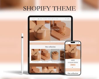 Jewelry Shopify Template, Minimalist Luxury Shopify Theme, Jewelry Design E-commerce Site, Modern Clean Shopify Template, Canva Banners