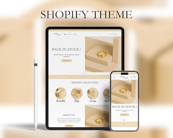 Minimalist Luxury Shopify Theme, Jewelry Shopify Template, Modern Clean Shopify Template, Jewelry Design E-commerce Site, Canva Banners