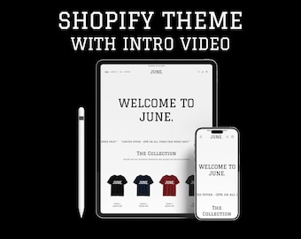 Black and White Shopify Template, Fashion & Streetwear Shopify Theme, Clothing E-commerce Website Design, Canva Website Banners Included