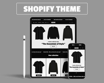 Black Shopify Template, Fashion & Streetwear Shopify Theme, Clothing E-commerce Website Design, Canva Website Banners Included