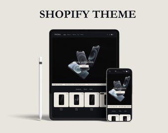 Plantilla moderna de Shopify en negro | Tema responsivo de Shopify para móviles, tabletas y relojes | Plantilla de Shopify 2.0 para smartphones | Banners CANVA